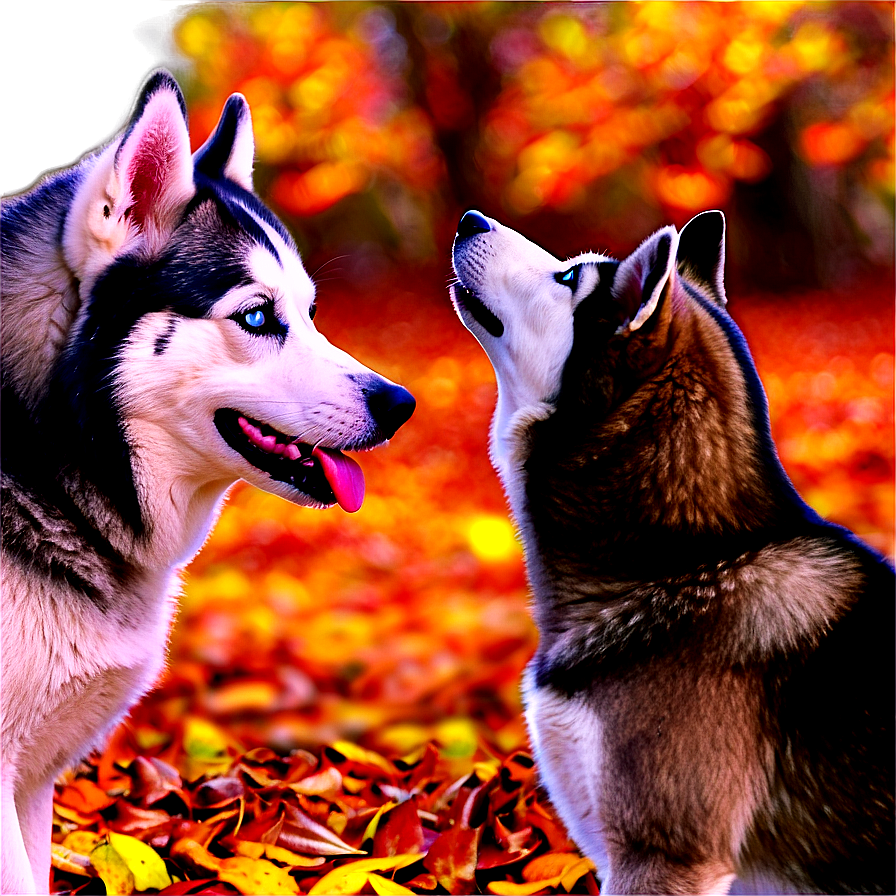 Husky In Autumn Leaves Png 65