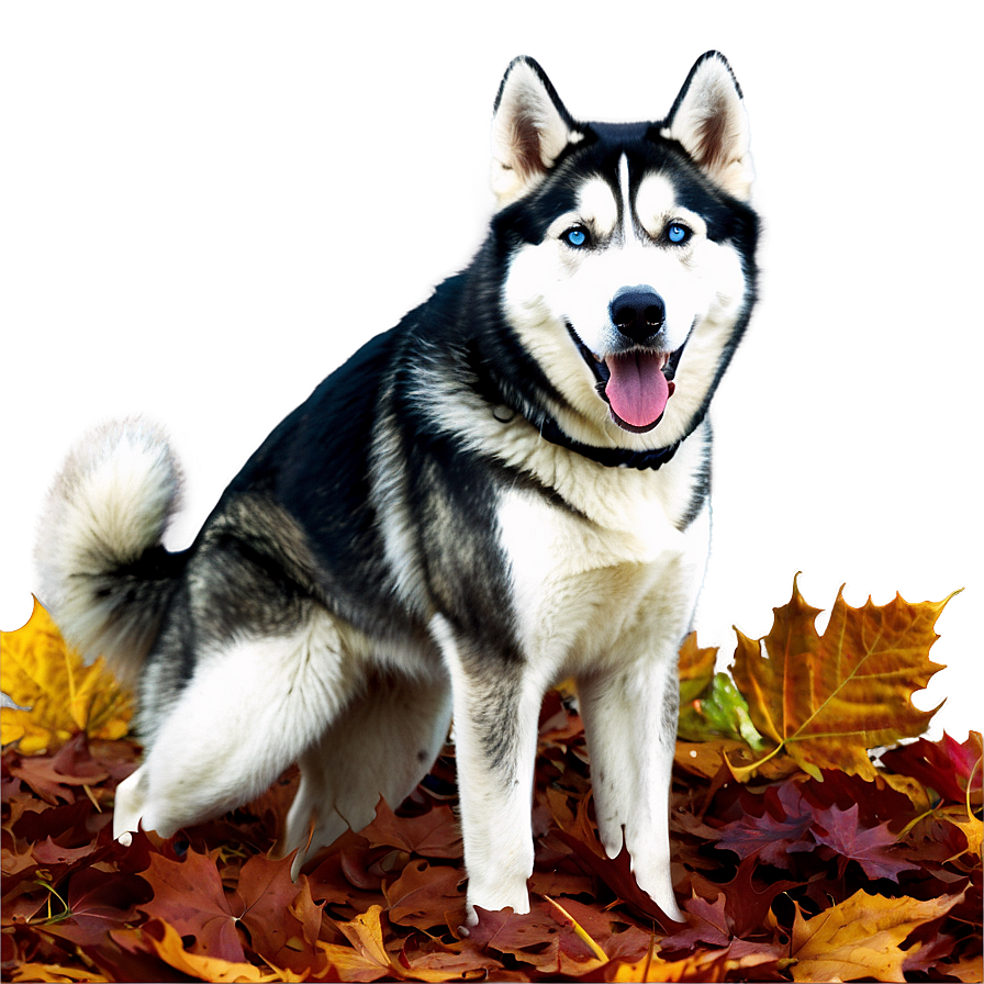 Husky In Autumn Leaves Png Ogo80