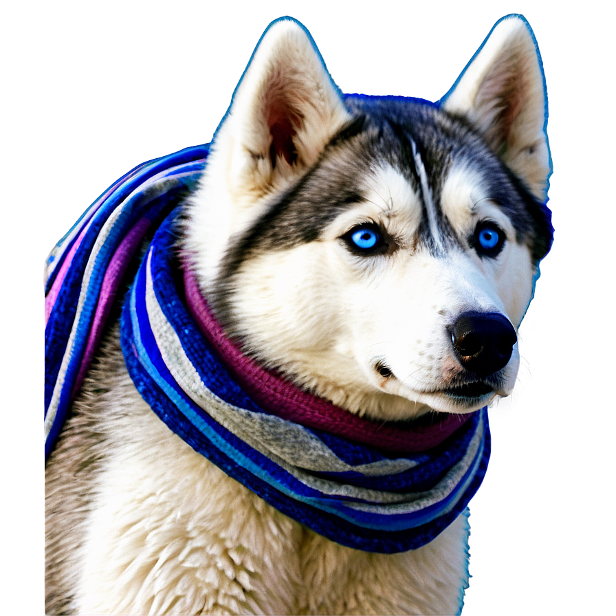 Husky With Scarf Winter Png 20