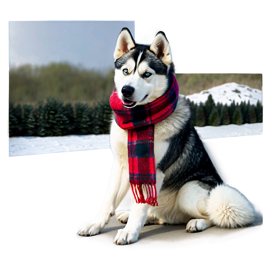 Husky With Scarf Winter Png 46