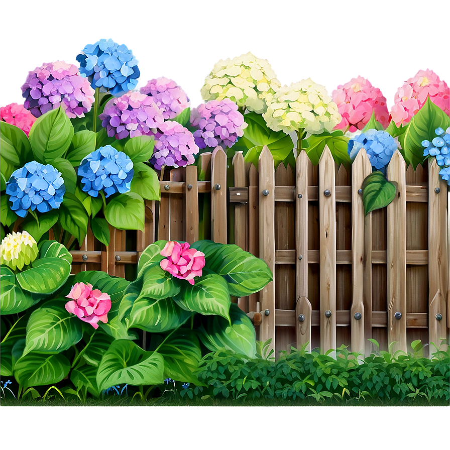 Hydrangea Fence Png Psq74