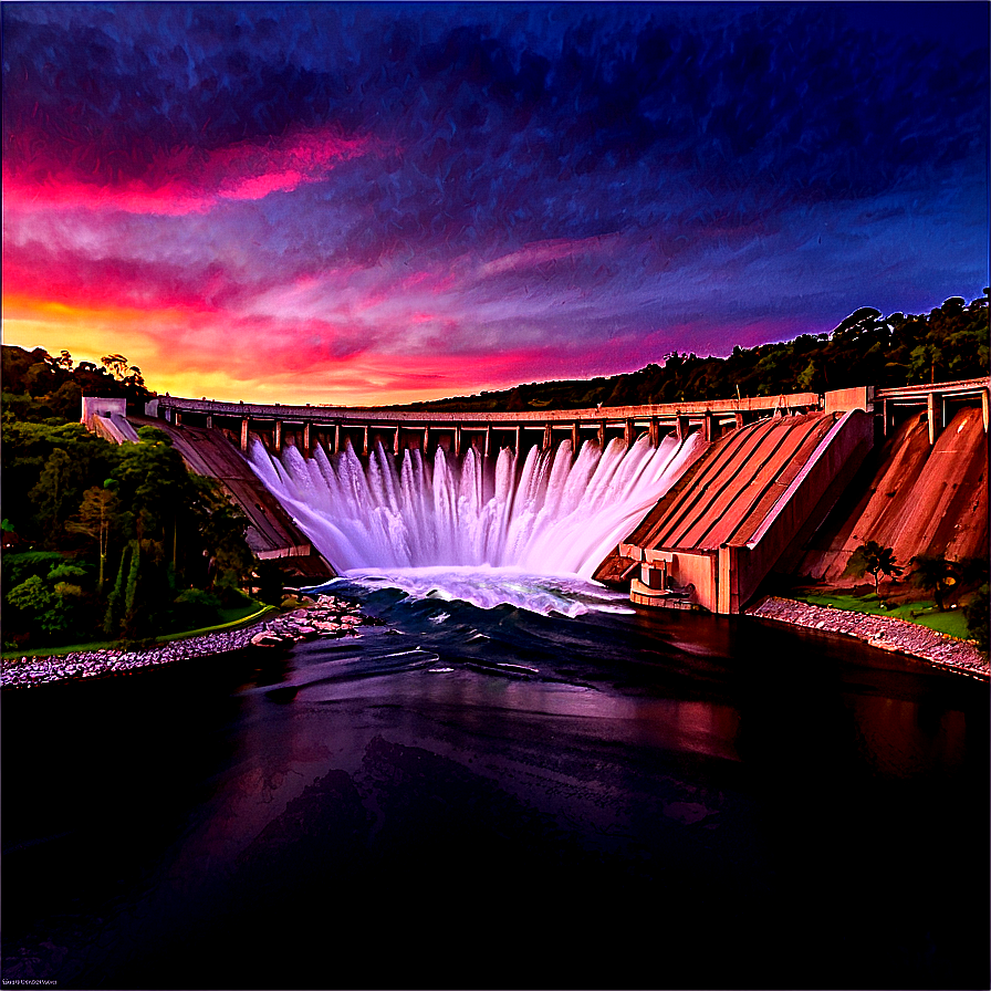 Hydroelectric Dam Sunset Png Vrn1