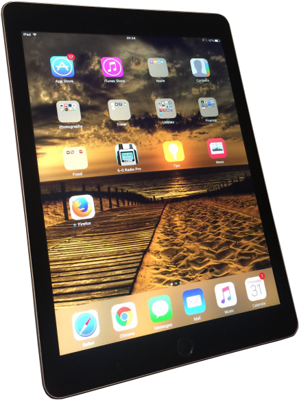 I Pad Pro Displaying Apps Sunset Background