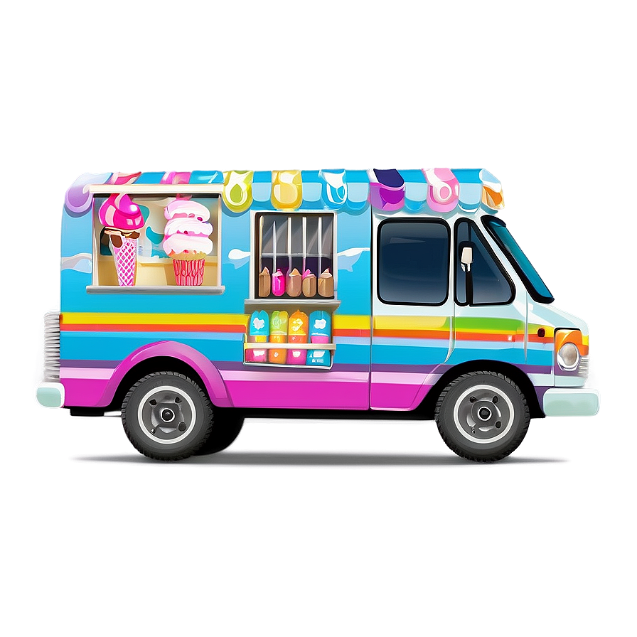 Ice Cream Truck At The Beach Png Qqu