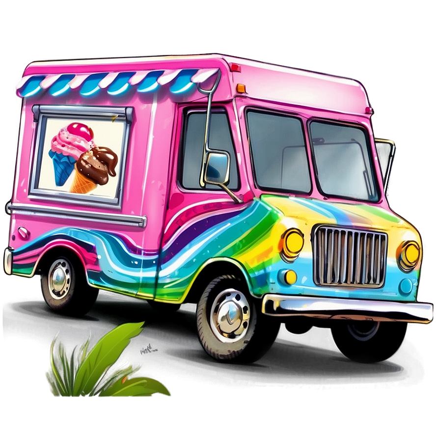 Ice Cream Truck At The Beach Png Sso