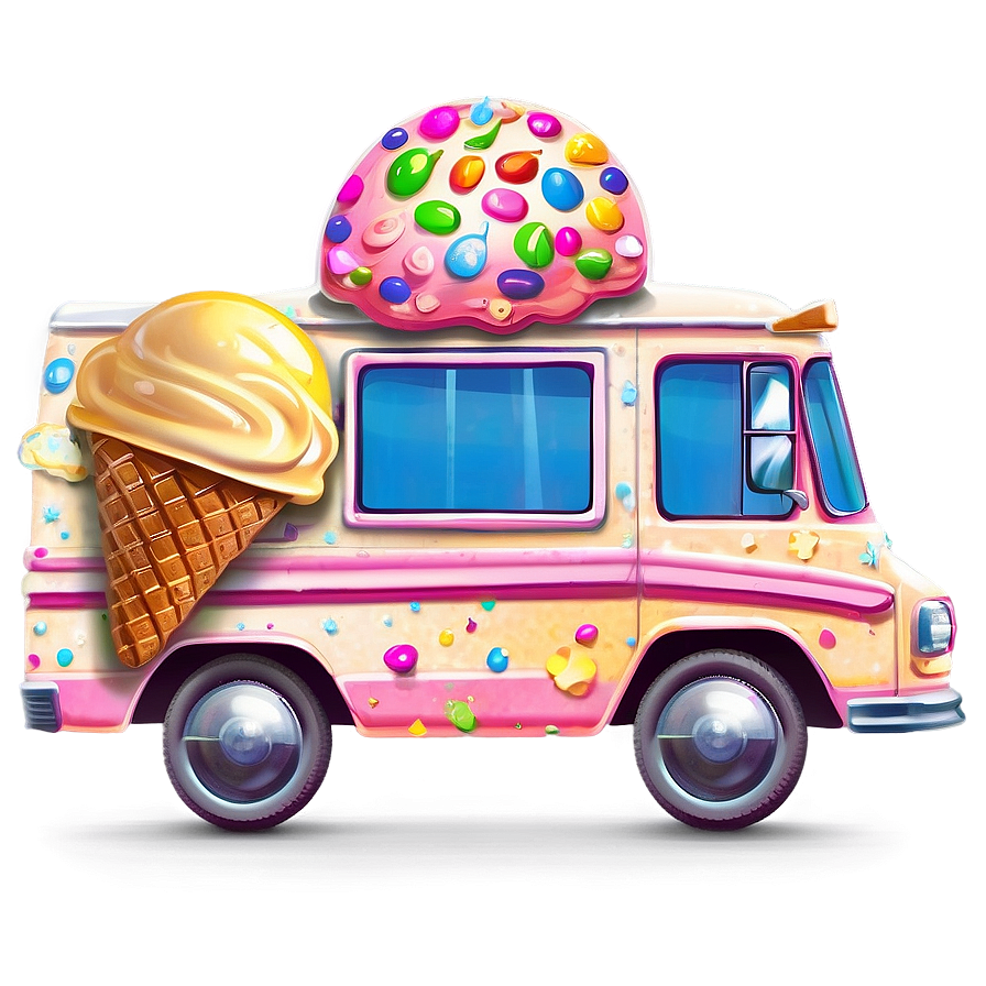 Ice Cream Truck In Summer Png 88