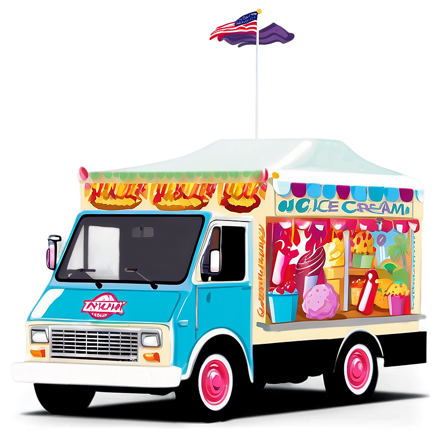 Ice Cream Truck In Summer Png Exq