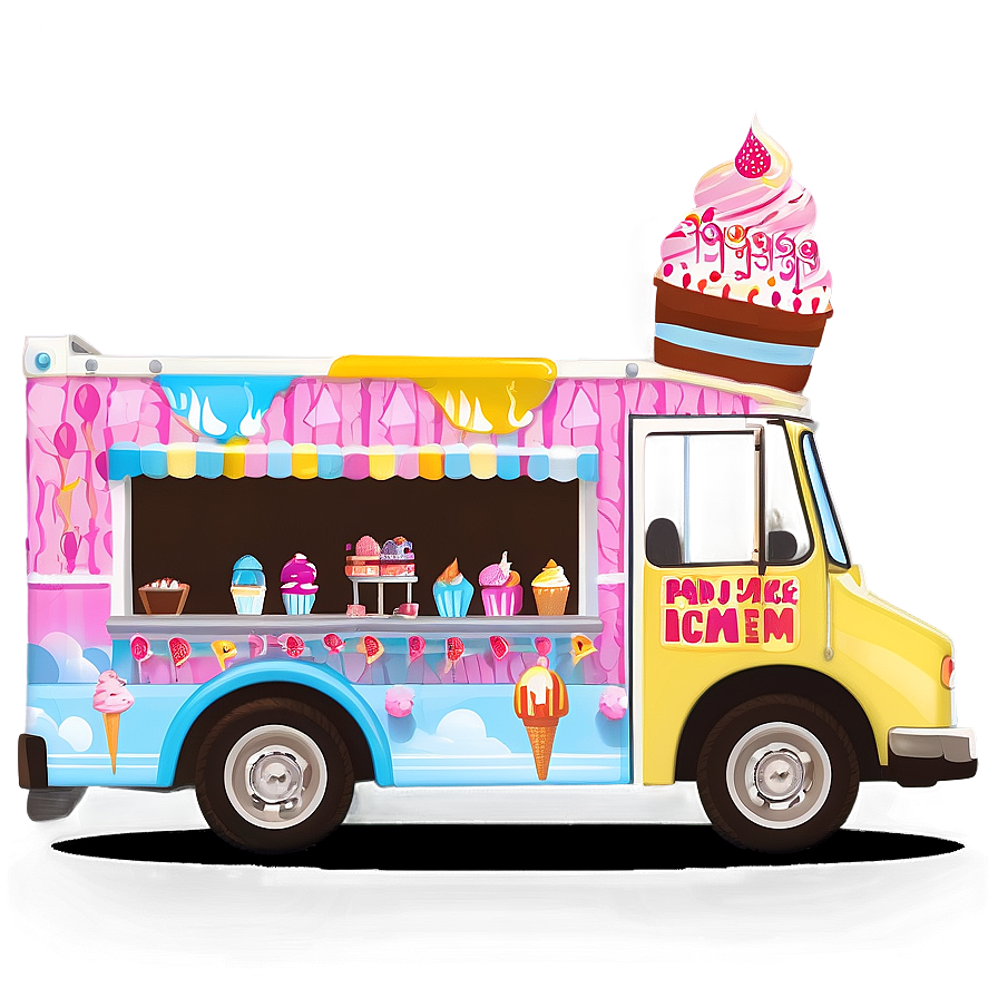 Ice Cream Truck On City Street Png Hxg68