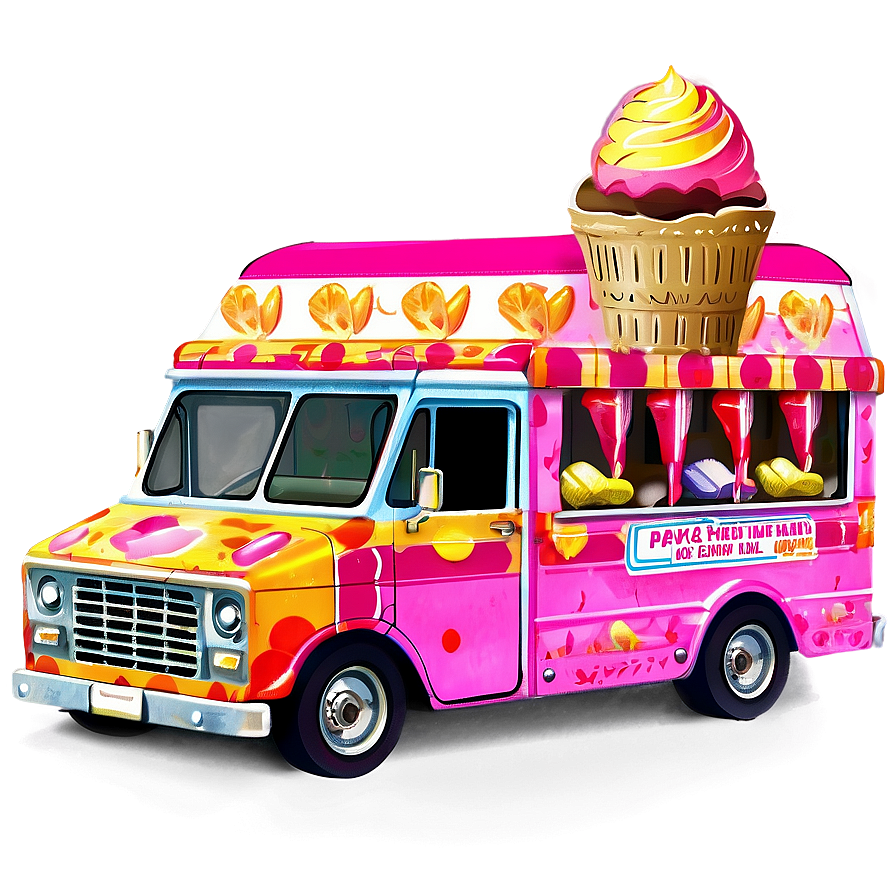 Ice Cream Truck On City Street Png Qyr20