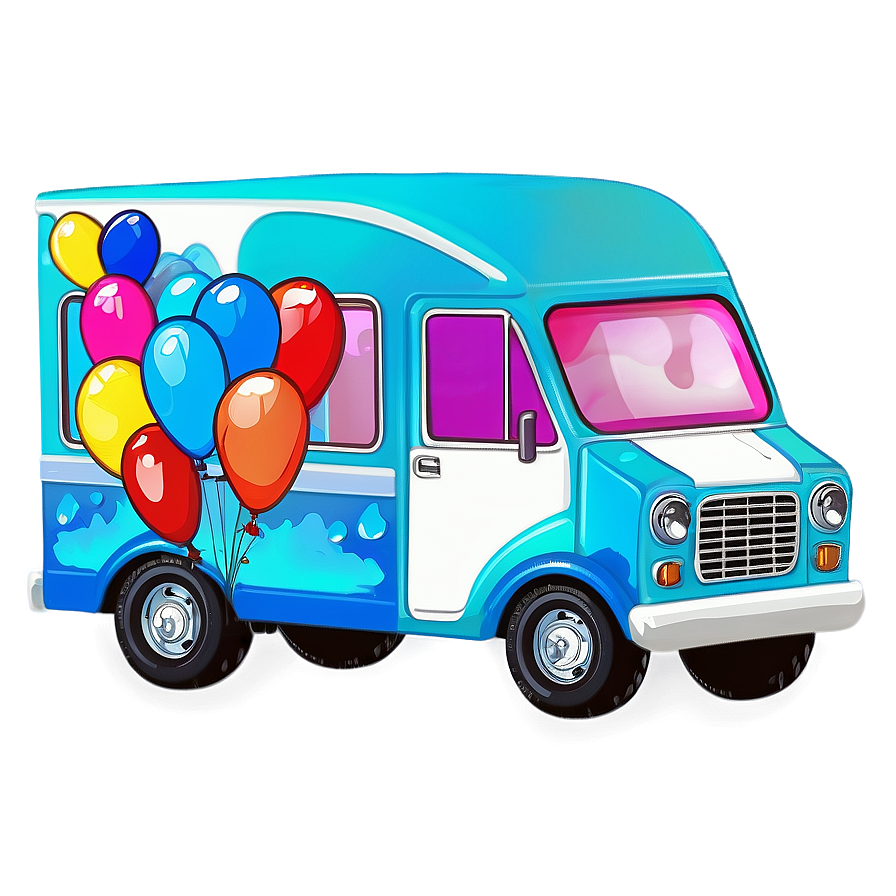 Ice Cream Truck With Balloons Png Yvr35