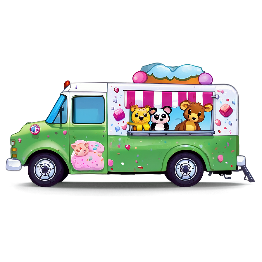 Ice Cream Truck With Cute Animals Png Wpc