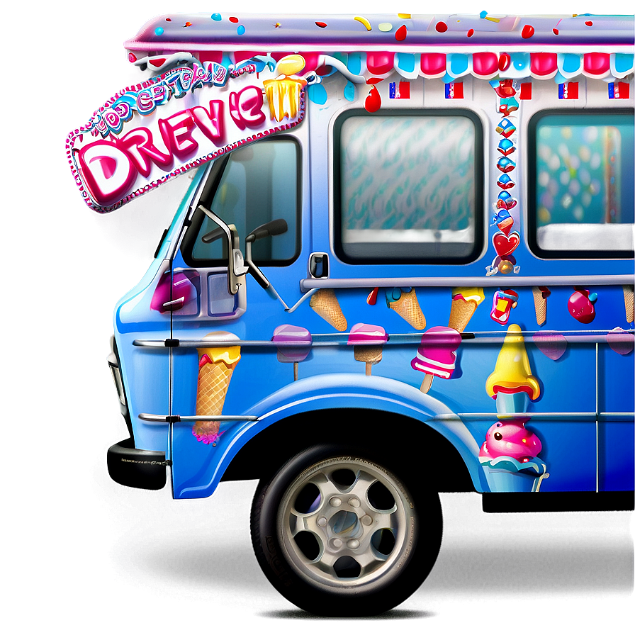 Ice Cream Truck With Happy Driver Png Jgm