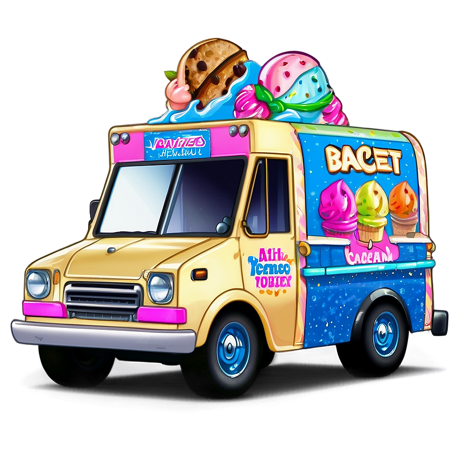 Ice Cream Truck With Mascot Png 06122024