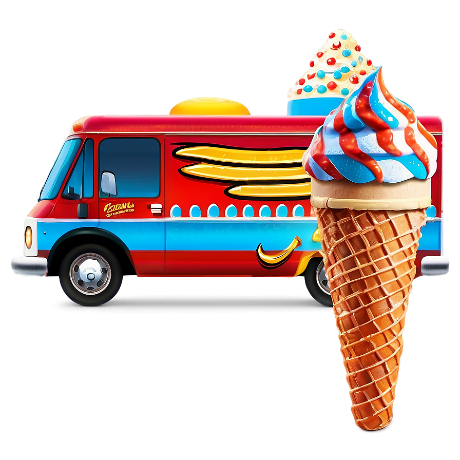 Ice Cream Truck With Mascot Png 06122024