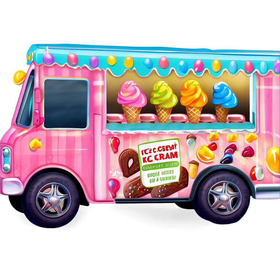 Ice Cream Truck With Organic Treats Png Ptr46