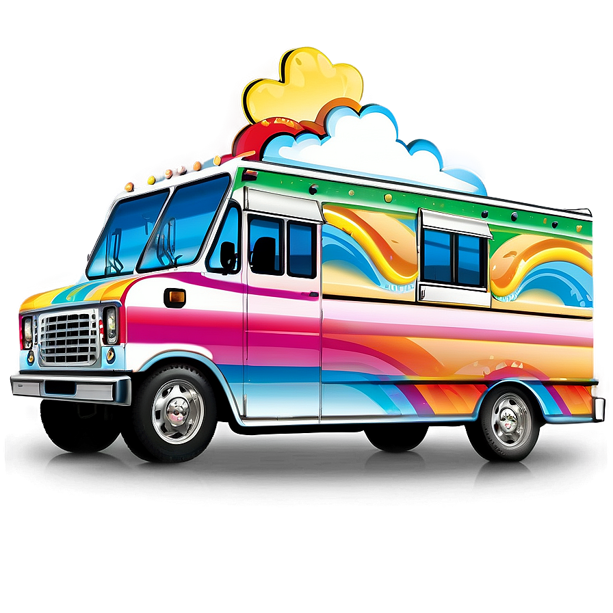 Ice Cream Truck With Rainbow Png Pss94