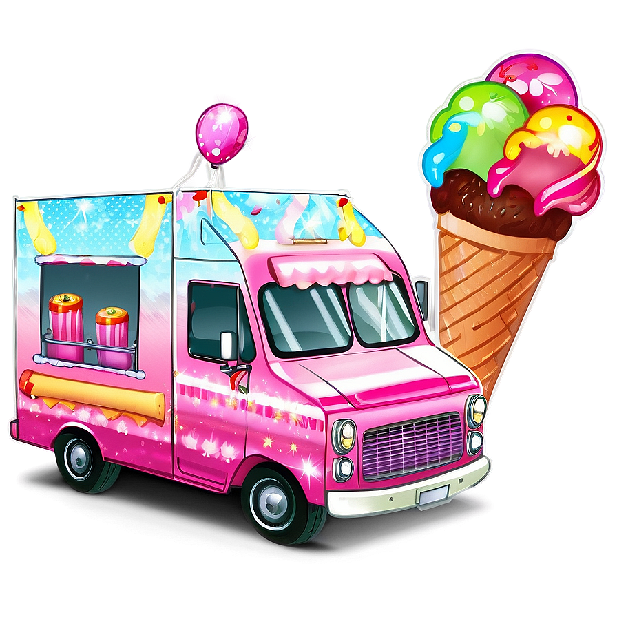 Ice Cream Truck With Sparkles Png 75