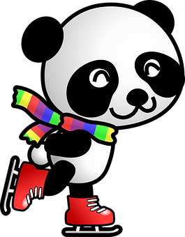 Ice Skating Panda Cartoon