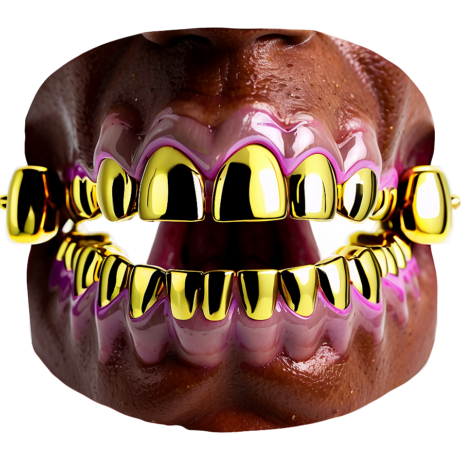 Iced Out Gold Grillz Png 06282024