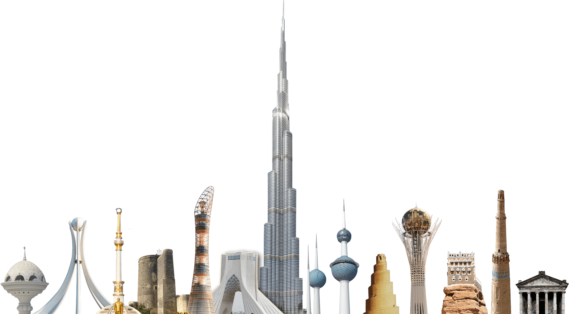 Iconic World Skylines Dubai Burj Khalifa Centerpiece