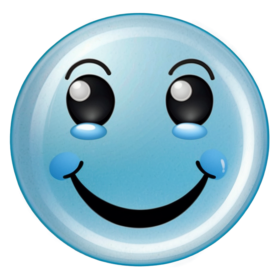 Icy Blue Smiling Face Emoji Png 77