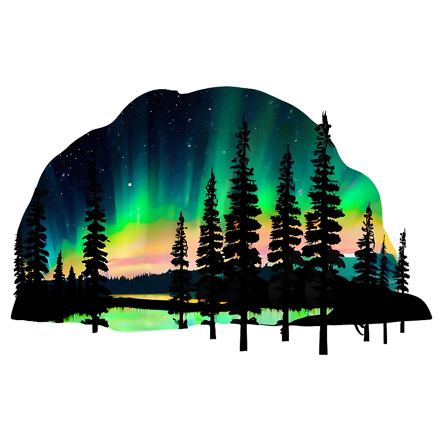 Illuminated Aurora Wilderness Scene Png 80