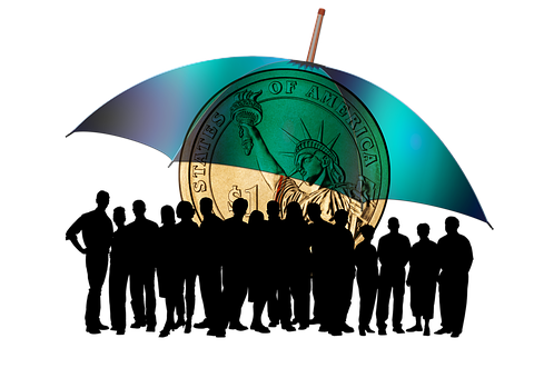 Illuminated Coin Umbrella Silhouette