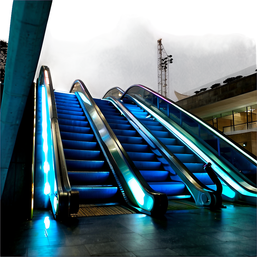 Illuminated Escalator By Night Png 06242024