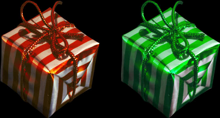 Illuminated Striped Gift Boxes