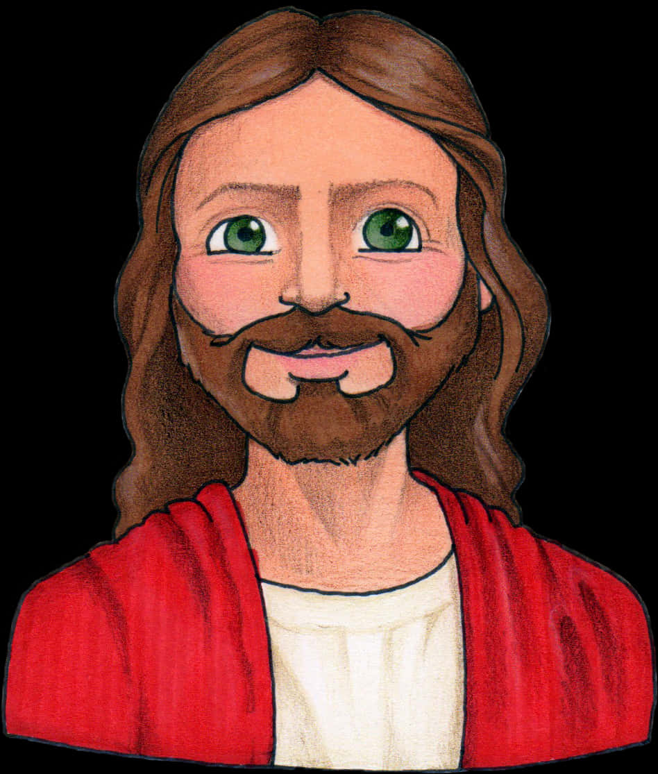 Illustrated Smiling Jesus Portrait