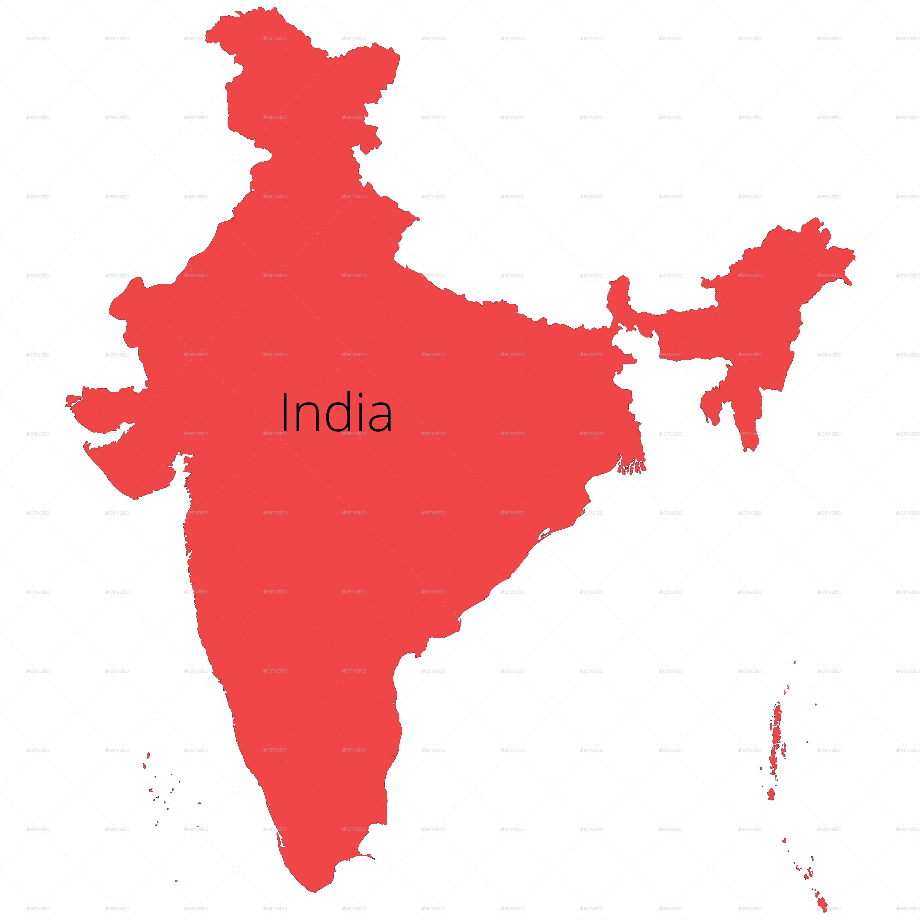 India Map Simplified Outline