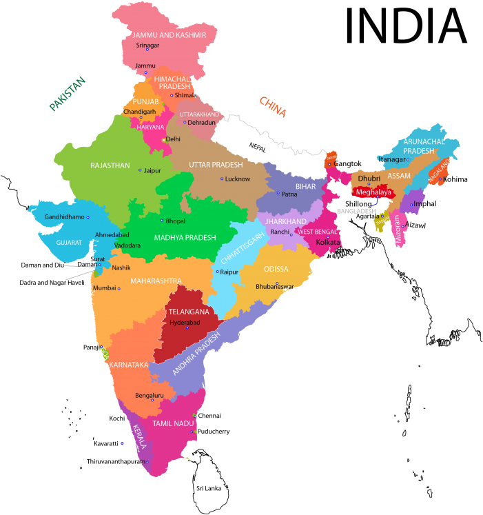 India Political Mapwith Statesand Capitals