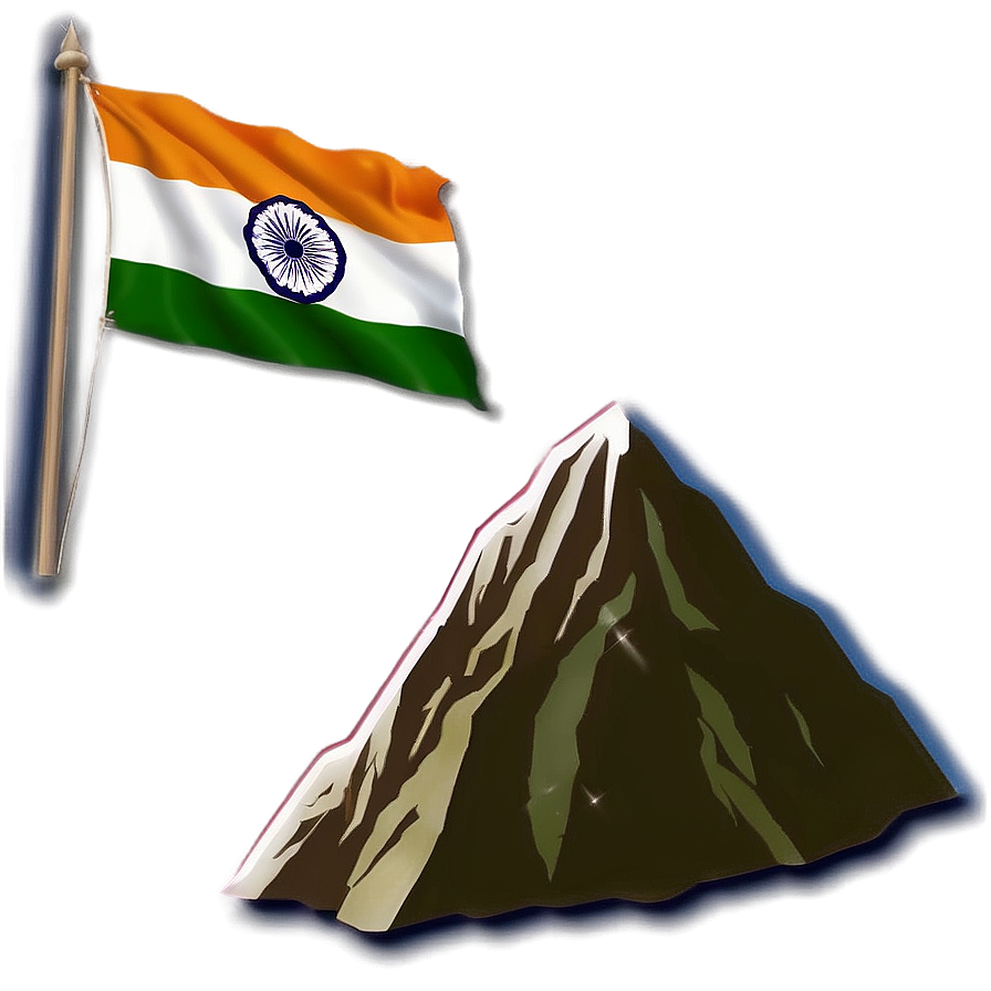 Indian Flag On Mountain Peak Png Qxw