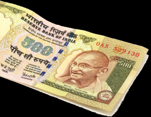 Indian500 Rupee Notewith Gandhi