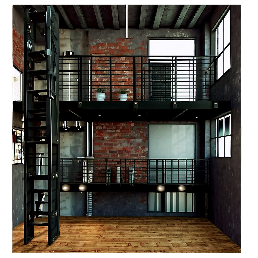 Industrial Style Loft Studio Png Duo