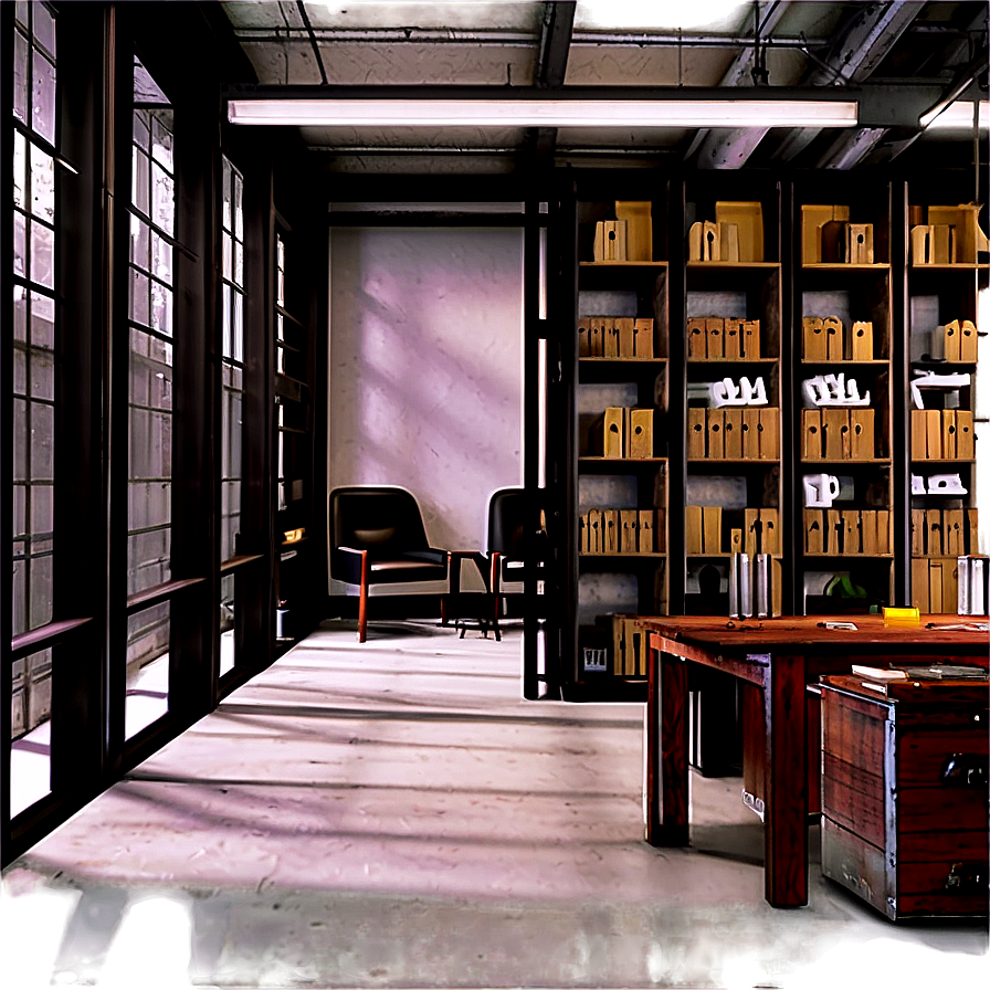 Industrial Style Office Png 06112024