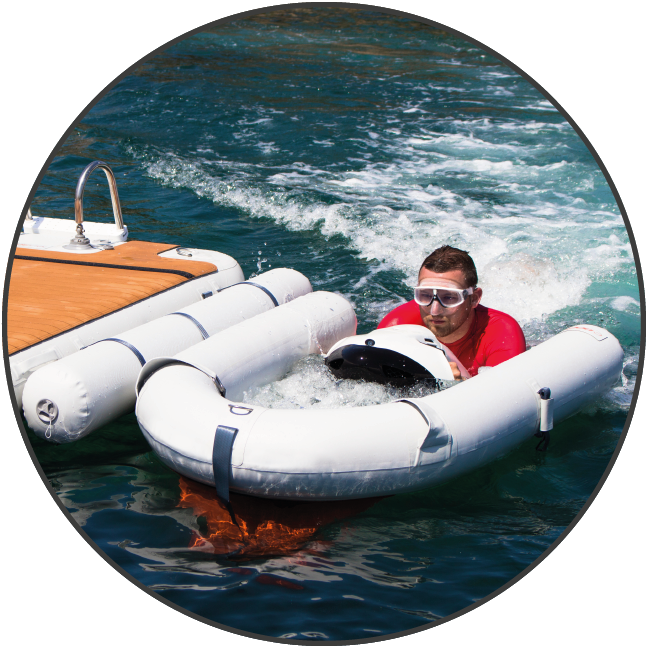 Inflatable Boat Adventureat Sea