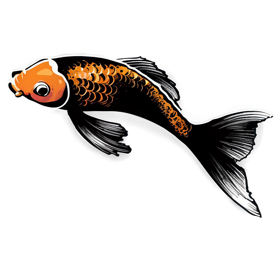 Ink Style Koi Sketch Png Yiu