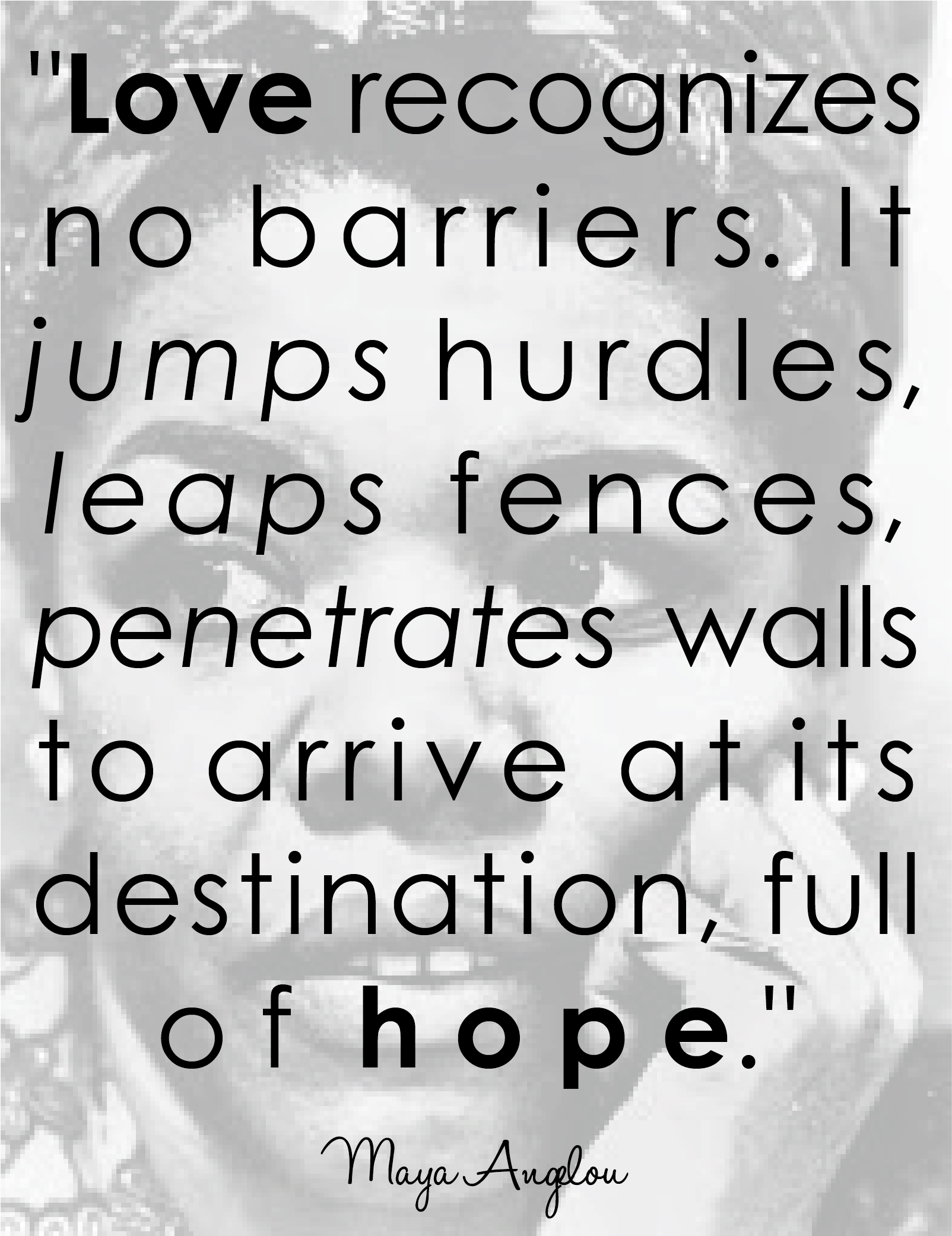 Inspirational Love Quote Overlaid On Woman Portrait