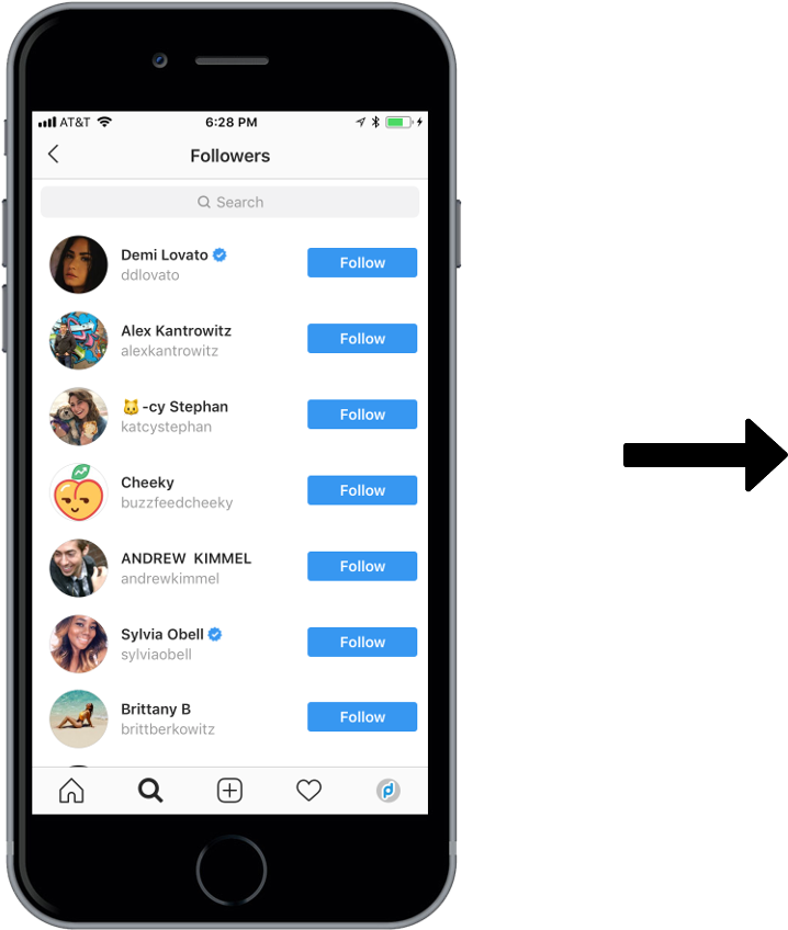 Instagram Followers List Screenshot