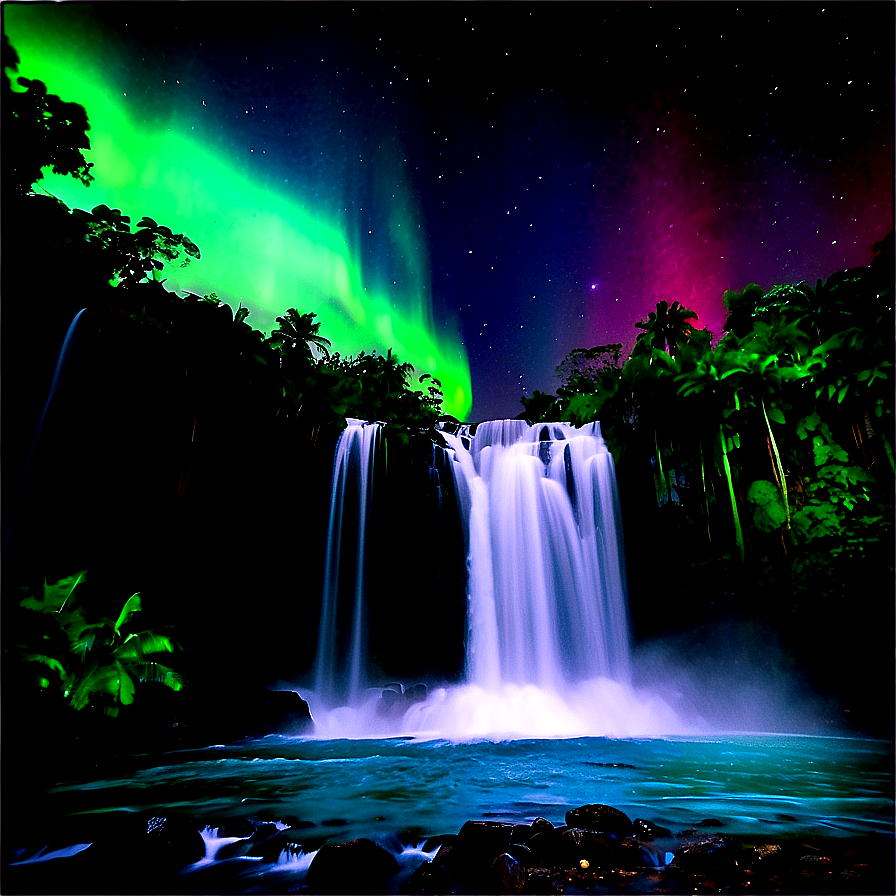 Intense Aurora Over Waterfalls Png Gkr69