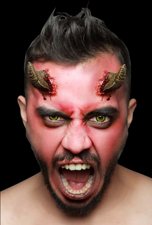 Intense Demonic Horns Portrait