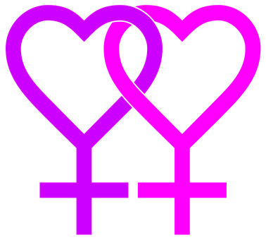 Interlocking Female Symbolswith Hearts