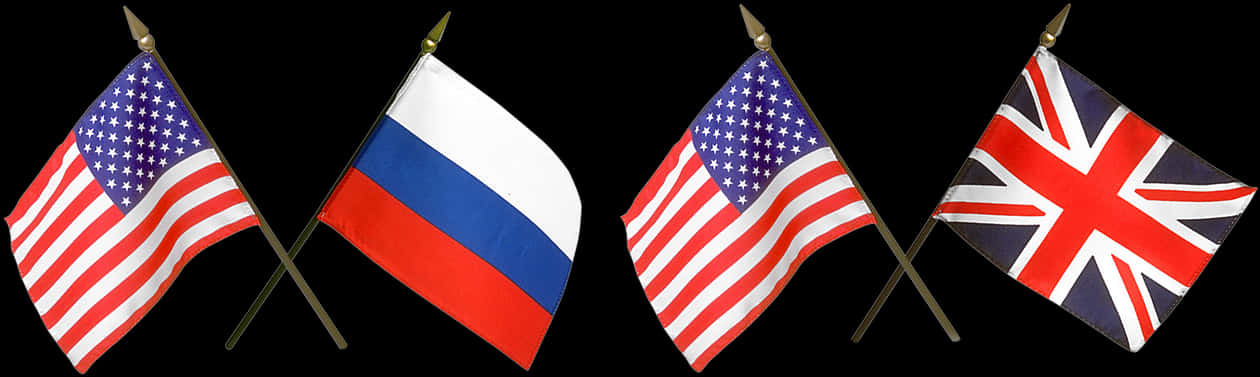 International Flags U S A Russia U K