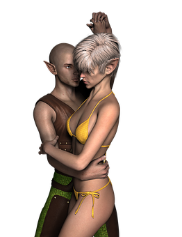 Intimate Elf Couple3 D Art