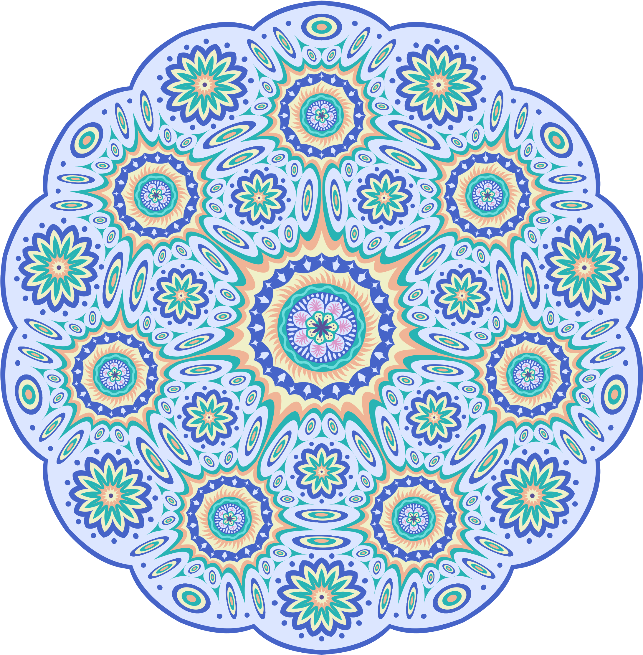 Intricate Blue Green Mandala Art