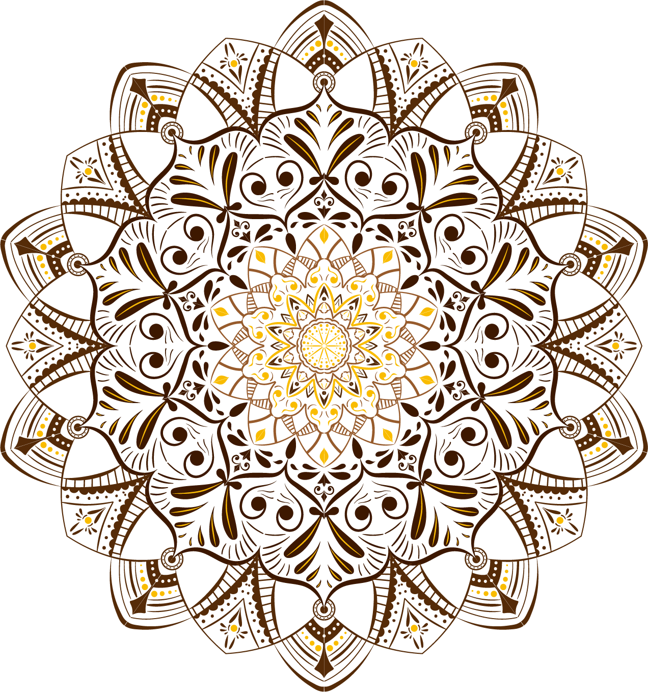 Intricate Brown Gold Mandala Design