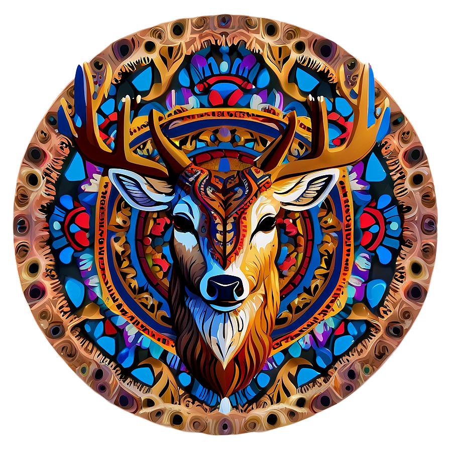 Intricate Deer Head Mandala Png Fet8