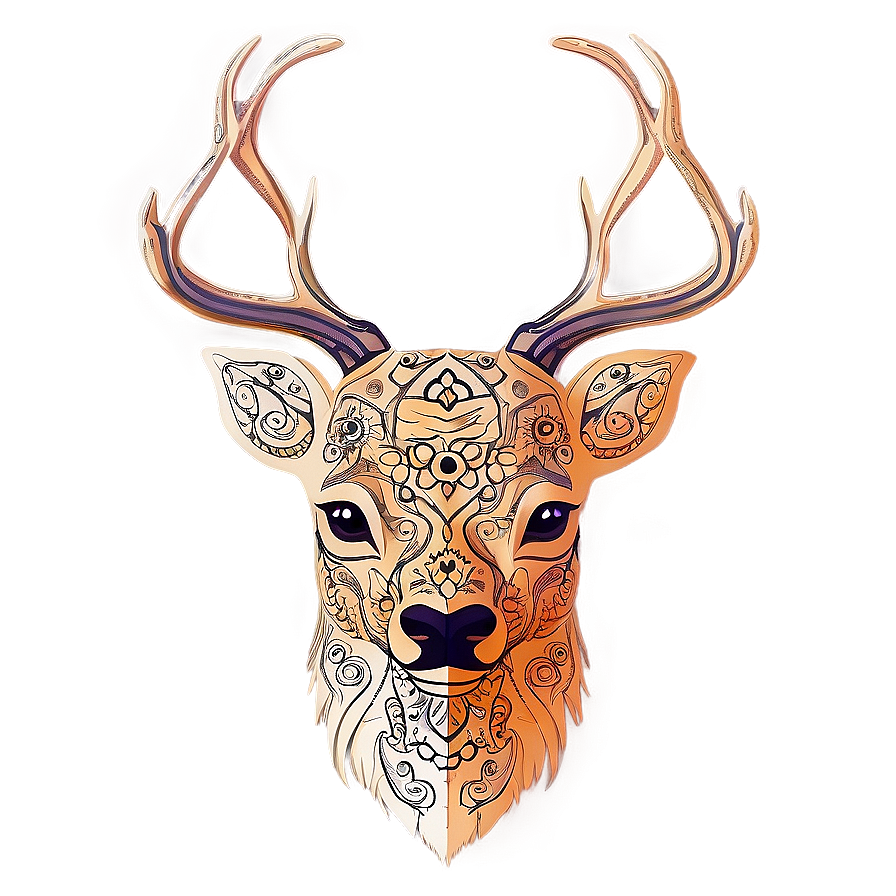 Intricate Deer Head Mandala Png Wnj