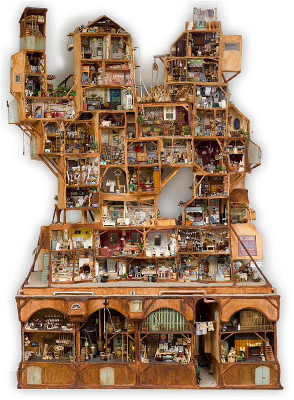 Intricate Dollhouse Mansion Cross Section